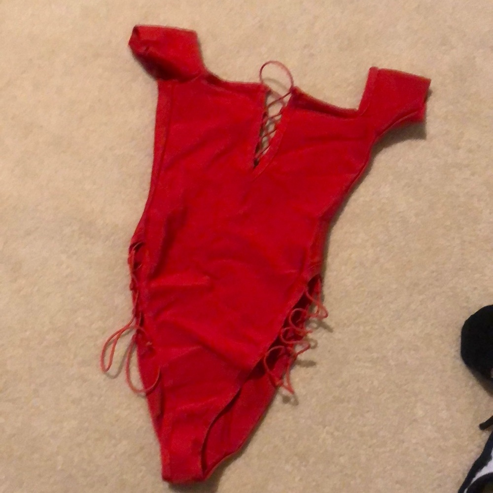 Red  one piece bandage size 2 bathing suit